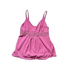 Apt. 9 Pink V-Neck Spaghetti Strap Tank with Embroidered Waist